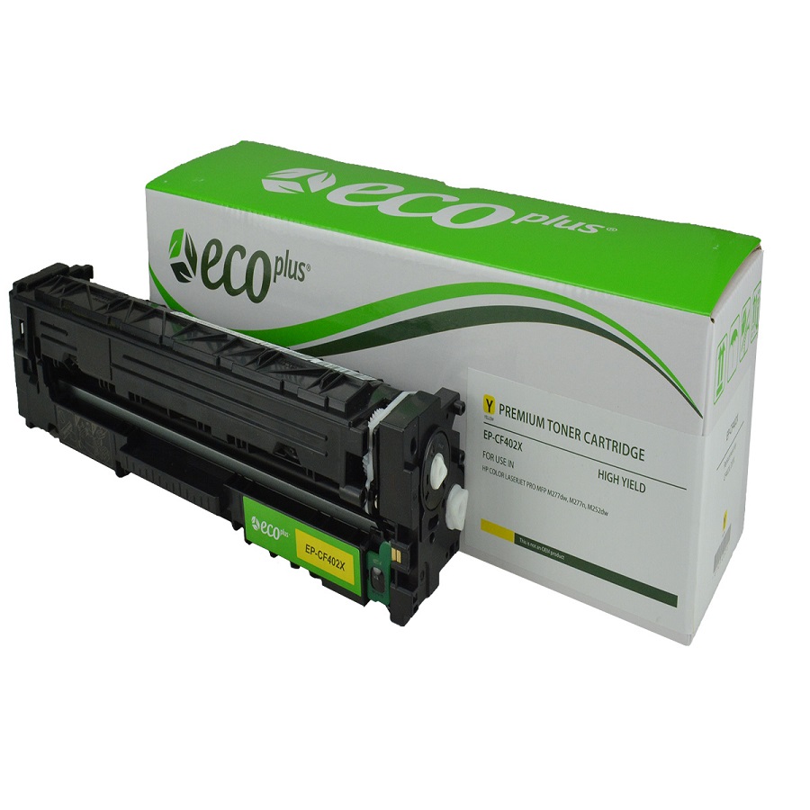 ECOPLUS HP 201X (CF402X) TONER CTG, YELLOW, 2.3K HIGH YIELD