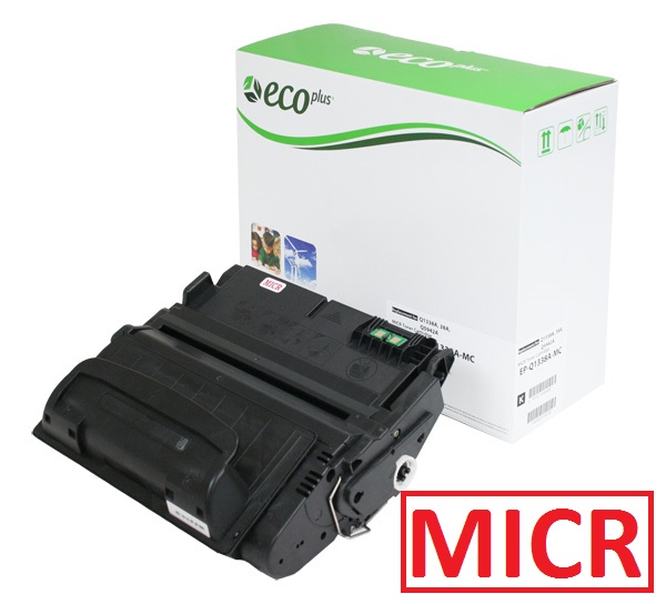 ECOPLUS HP 38A (Q1338A) MICR TONER CTG, BLACK, 12K YIELD